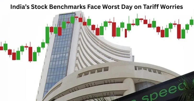 india’s stock benchmarks face worst day on tariff worries